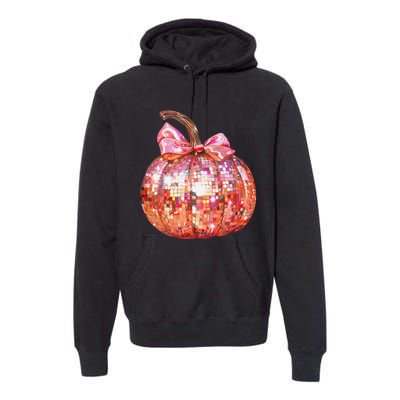 Cute Coquette Bow Disco Pumpkin Fall Autumn Funny Halloween Premium Hoodie