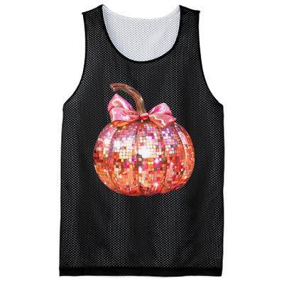 Cute Coquette Bow Disco Pumpkin Fall Autumn Funny Halloween Mesh Reversible Basketball Jersey Tank