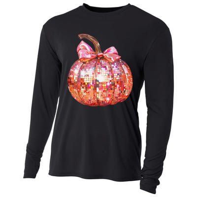 Cute Coquette Bow Disco Pumpkin Fall Autumn Funny Halloween Cooling Performance Long Sleeve Crew