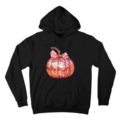 Cute Coquette Bow Disco Pumpkin Fall Autumn Funny Halloween Tall Hoodie