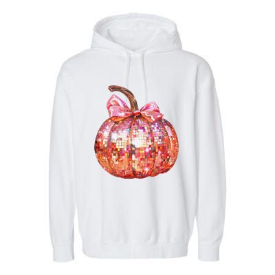 Cute Coquette Bow Disco Pumpkin Fall Autumn Funny Halloween Garment-Dyed Fleece Hoodie