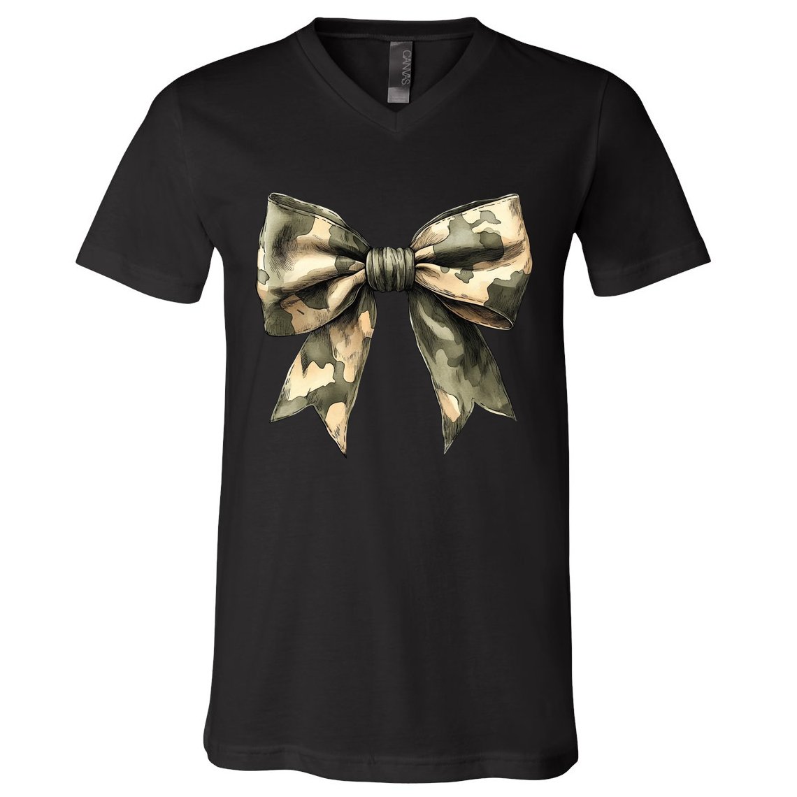 Camouflage Camo Bow V-Neck T-Shirt