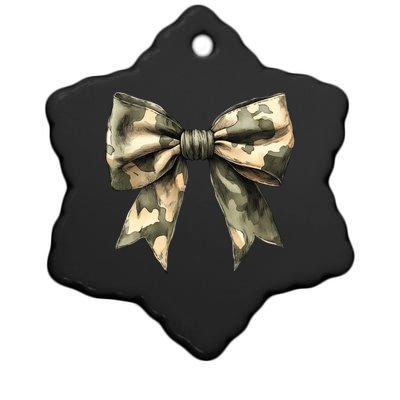 Camouflage Camo Bow Ceramic Star Ornament