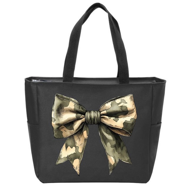 Camouflage Camo Bow Zip Tote Bag