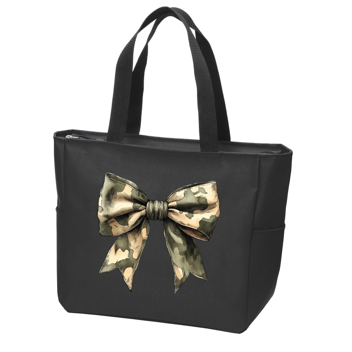 Camouflage Camo Bow Zip Tote Bag