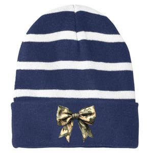 Camouflage Camo Bow Striped Beanie with Solid Band