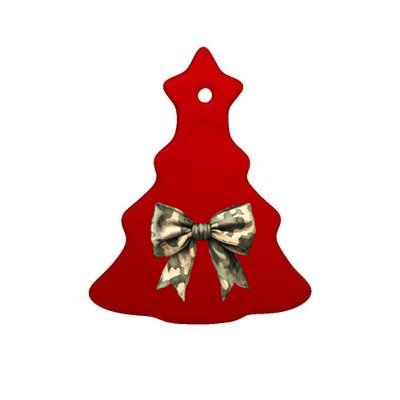 Camouflage Camo Bow Ceramic Tree Ornament