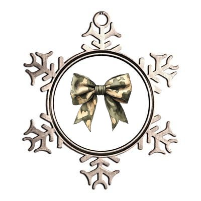 Camouflage Camo Bow Metallic Star Ornament