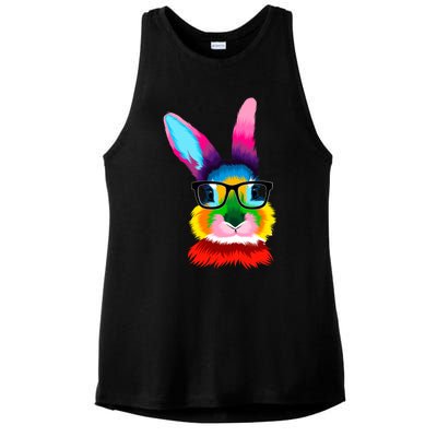 Cute Colorful Bunny Rabbit Head Glasses Happy Easter Day Gift Ladies PosiCharge Tri-Blend Wicking Tank