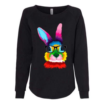 Cute Colorful Bunny Rabbit Head Glasses Happy Easter Day Gift Womens California Wash Sweatshirt