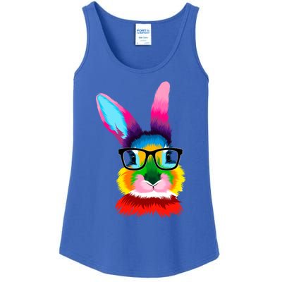 Cute Colorful Bunny Rabbit Head Glasses Happy Easter Day Gift Ladies Essential Tank