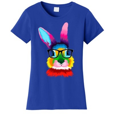 Cute Colorful Bunny Rabbit Head Glasses Happy Easter Day Gift Women's T-Shirt