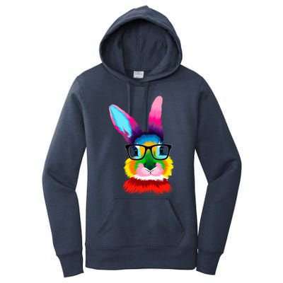 Cute Colorful Bunny Rabbit Head Glasses Happy Easter Day Gift Women's Pullover Hoodie