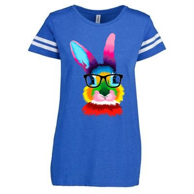 Cute Colorful Bunny Rabbit Head Glasses Happy Easter Day Gift Enza Ladies Jersey Football T-Shirt