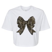 Camo Coquette Bow Duck Hunt Duck Hunting Bella+Canvas Jersey Crop Tee