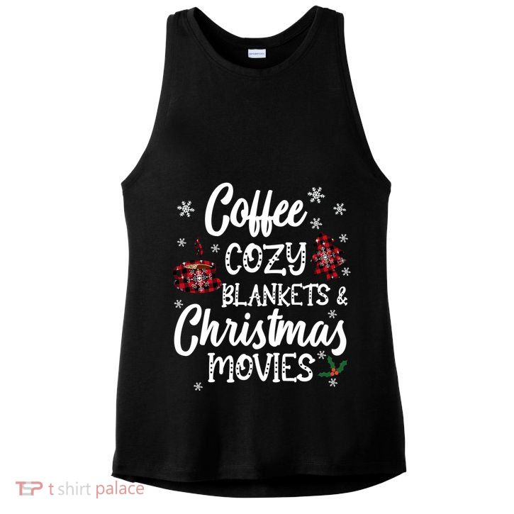 Coffee Cozy Blankets & Christmas Movies Red Plaid Ladies PosiCharge Tri-Blend Wicking Tank
