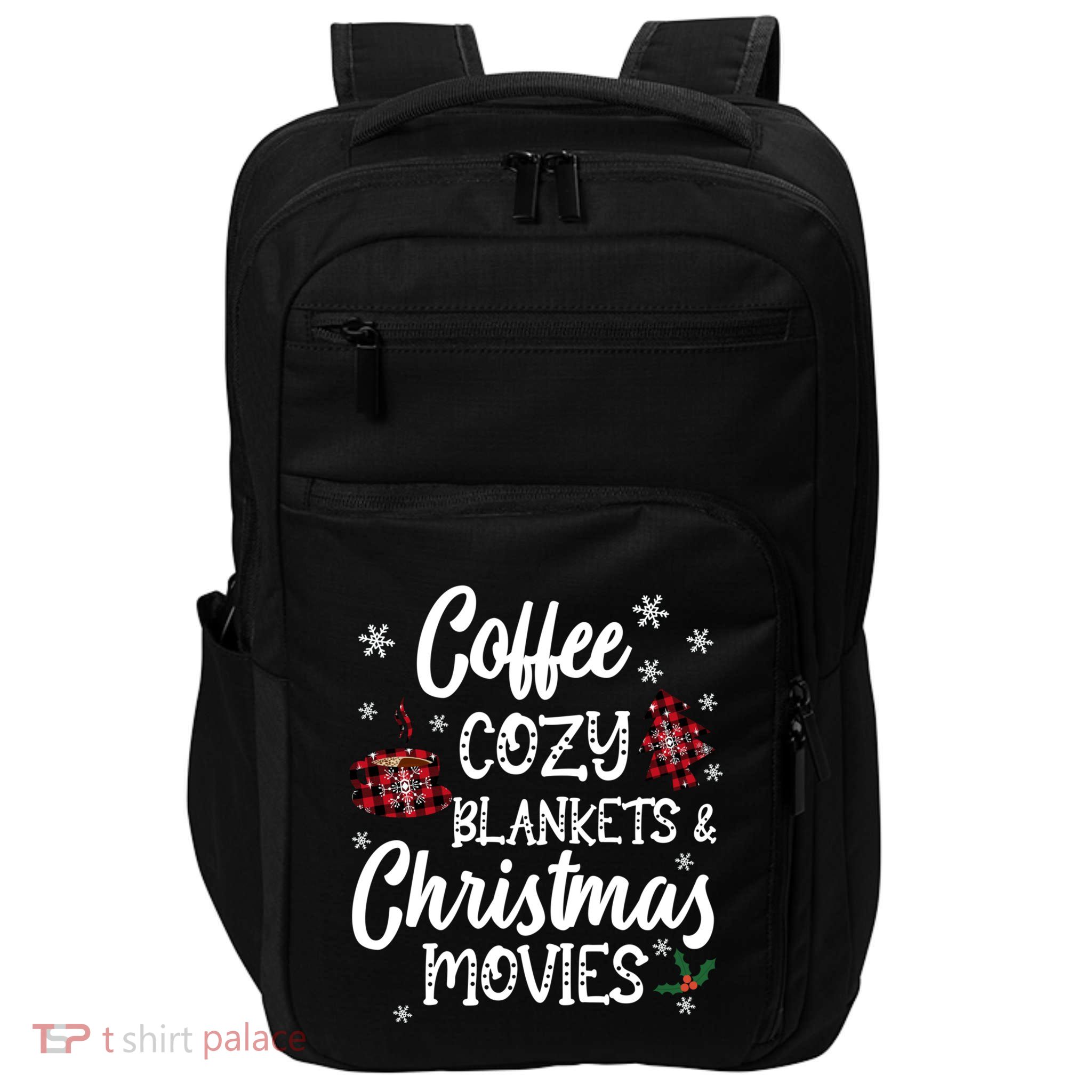 Coffee Cozy Blankets & Christmas Movies Red Plaid Impact Tech Backpack