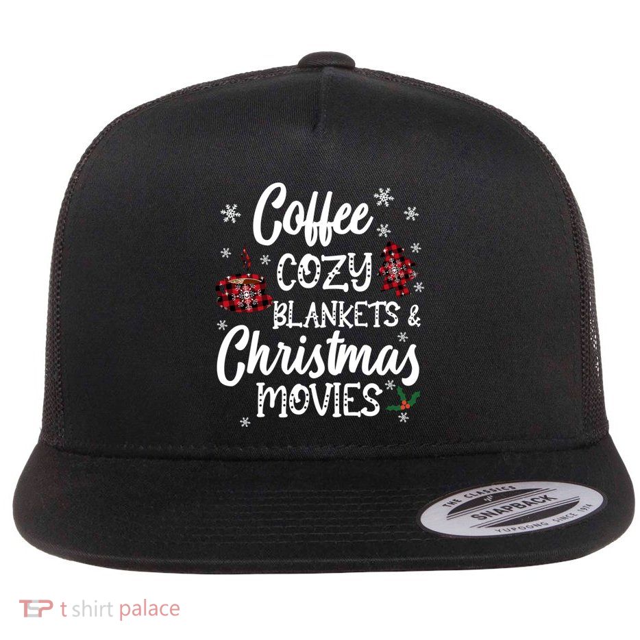 Coffee Cozy Blankets & Christmas Movies Red Plaid Flatbill Hat