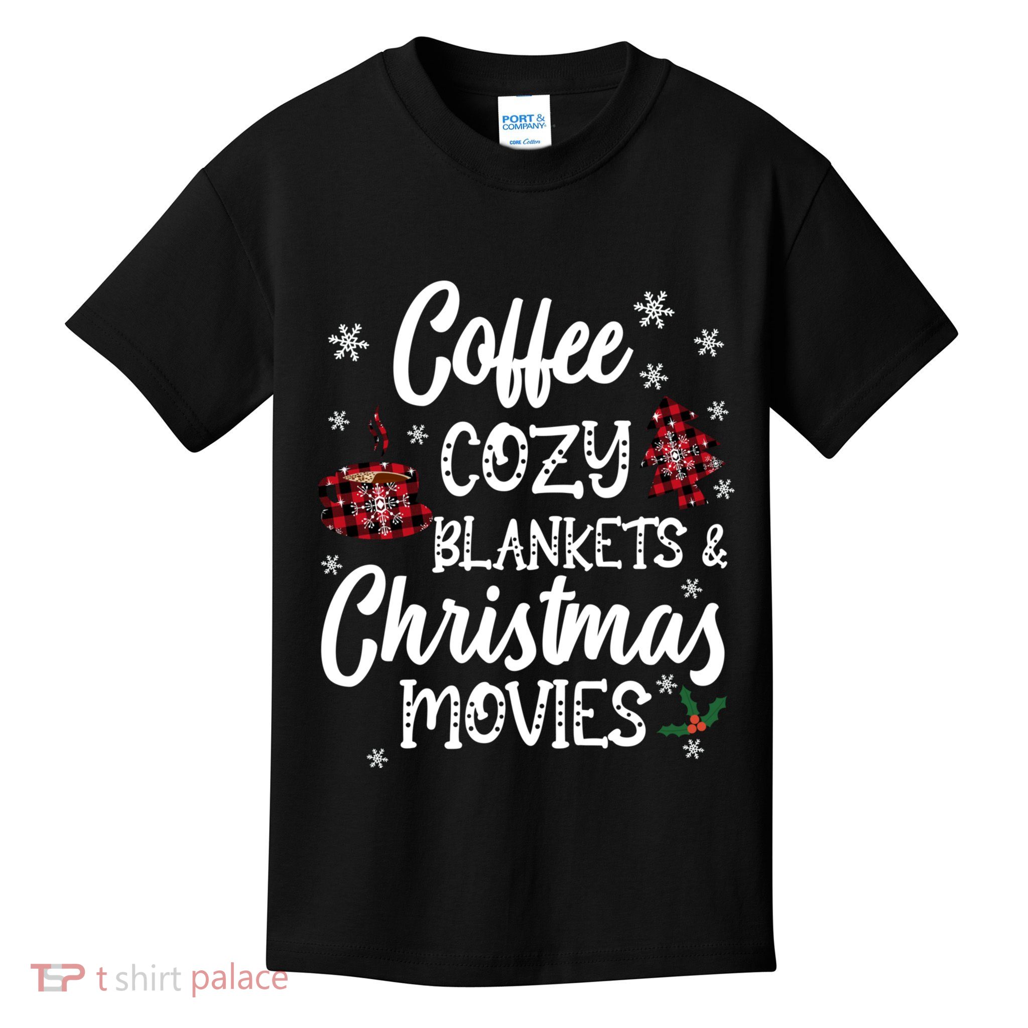 Coffee Cozy Blankets & Christmas Movies Red Plaid Kids T-Shirt