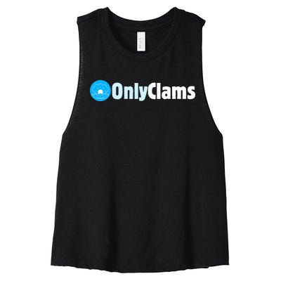 Clam Collector Beach Pun Humor Onlyclams Sea Fan Women's Racerback Cropped Tank