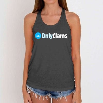 Clam Collector Beach Pun Humor Onlyclams Sea Fan Women's Knotted Racerback Tank