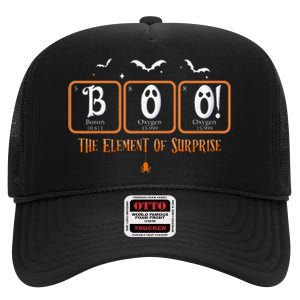 Cute Chemistry Boo The Element Of Surprise Chemist Halloween High Crown Mesh Back Trucker Hat