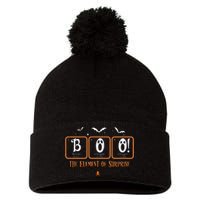 Cute Chemistry Boo The Element Of Surprise Chemist Halloween Pom Pom 12in Knit Beanie