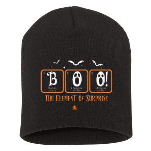 Cute Chemistry Boo The Element Of Surprise Chemist Halloween Short Acrylic Beanie