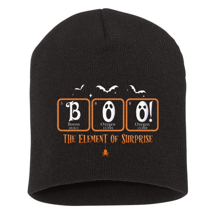 Cute Chemistry Boo The Element Of Surprise Chemist Halloween Short Acrylic Beanie