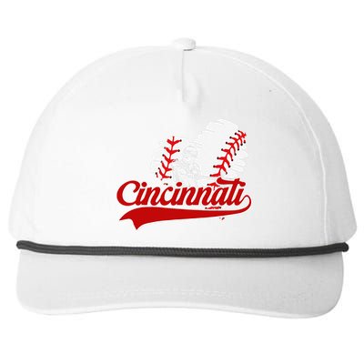 Cincinnati Cities Baseball Heart Baseball Fans Snapback Five-Panel Rope Hat