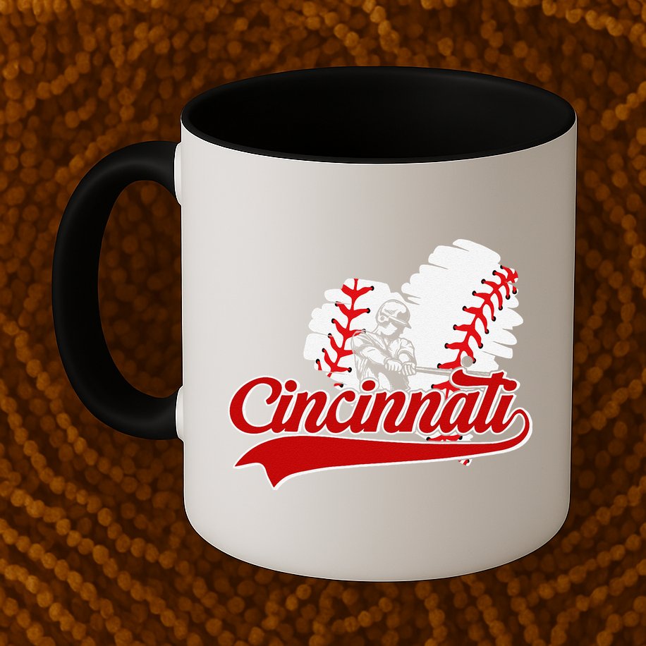 Cincinnati Cities Baseball Heart Baseball Fans Mug