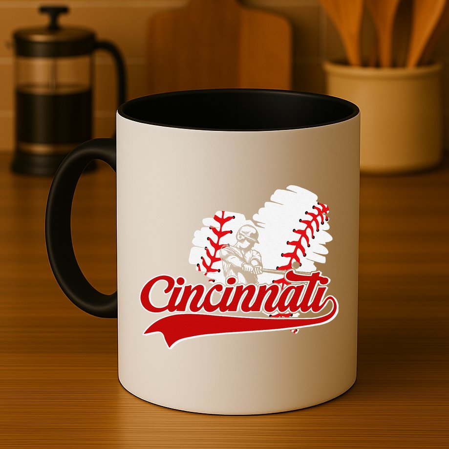 Cincinnati Cities Baseball Heart Baseball Fans Mug