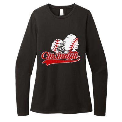 Cincinnati Cities Baseball Heart Baseball Fans Womens CVC Long Sleeve Shirt