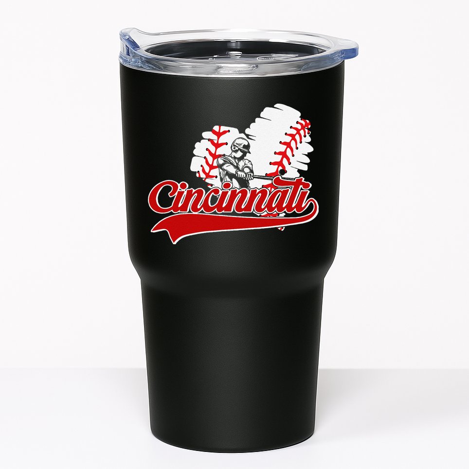 Cincinnati Cities Baseball Heart Baseball Fans Tumbler