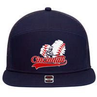Cincinnati Cities Baseball Heart Baseball Fans 7 Panel Mesh Trucker Snapback Hat