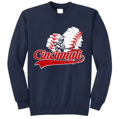 Cincinnati Cities Baseball Heart Baseball Fans Sweatshirt