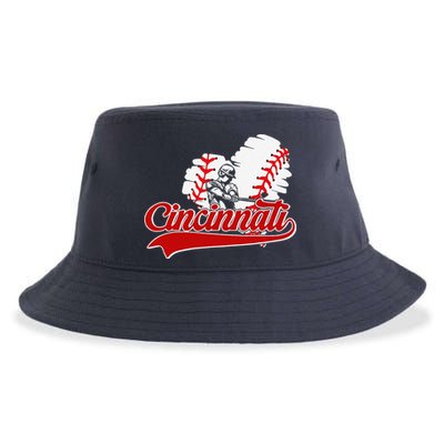 Cincinnati Cities Baseball Heart Baseball Fans Sustainable Bucket Hat