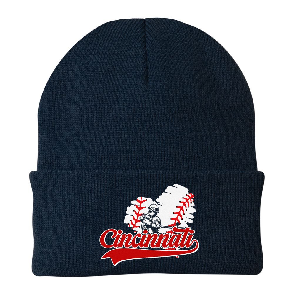 Cincinnati Cities Baseball Heart Baseball Fans Beanie