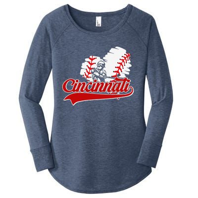 Cincinnati Cities Baseball Heart Baseball Fans Women's Perfect Tri Tunic Long Sleeve Shirt