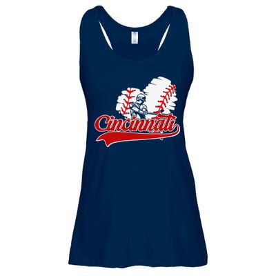 Cincinnati Cities Baseball Heart Baseball Fans Ladies Essential Flowy Tank