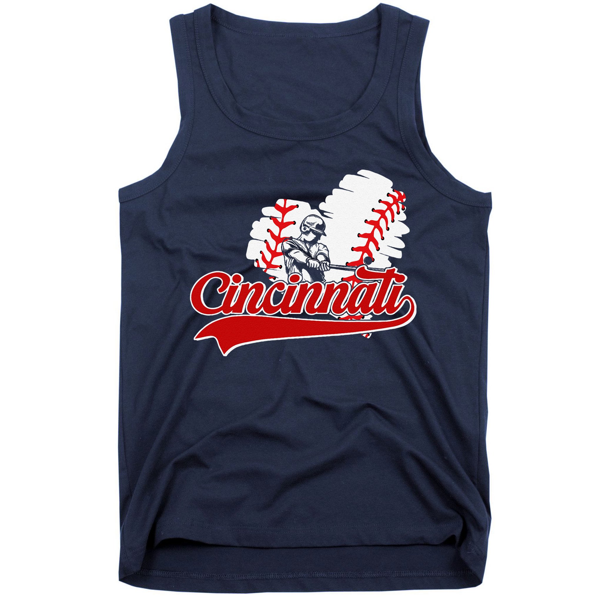 Cincinnati Cities Baseball Heart Baseball Fans Tank Top