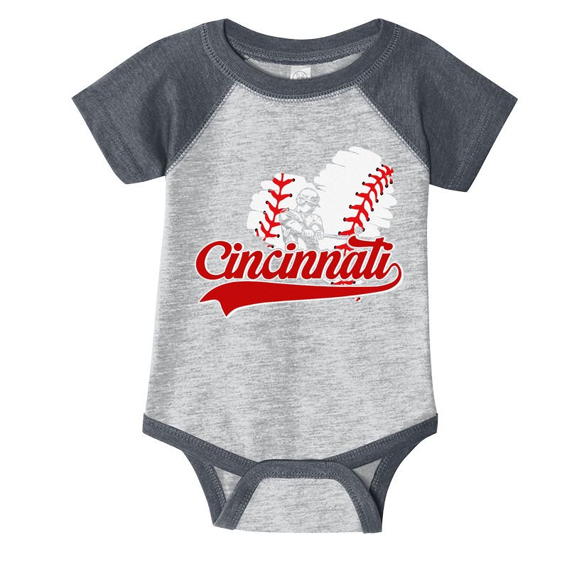 Cincinnati Cities Baseball Heart Baseball Fans Infant Baby Jersey Bodysuit