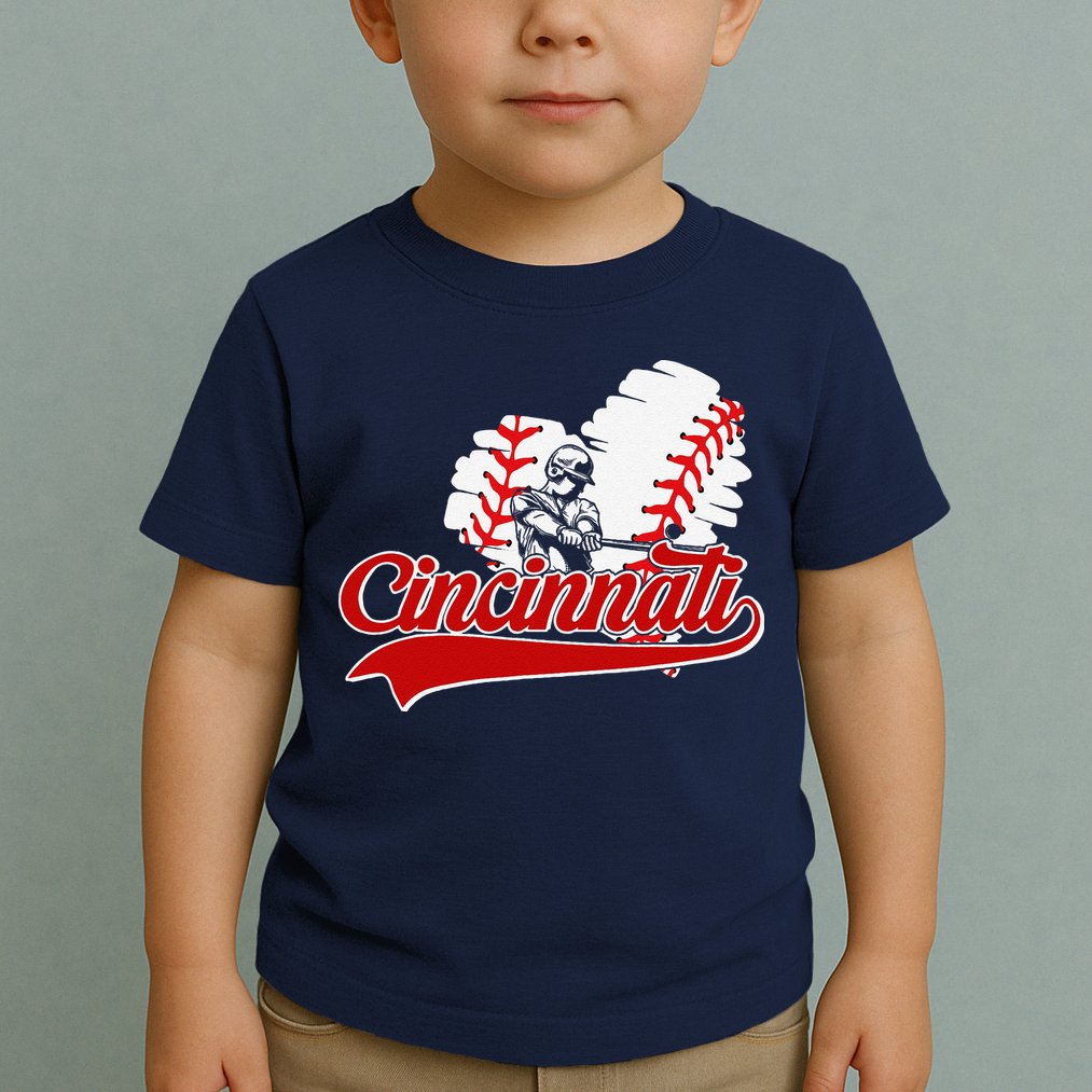 Cincinnati Cities Baseball Heart Baseball Fans Toddler T-Shirt