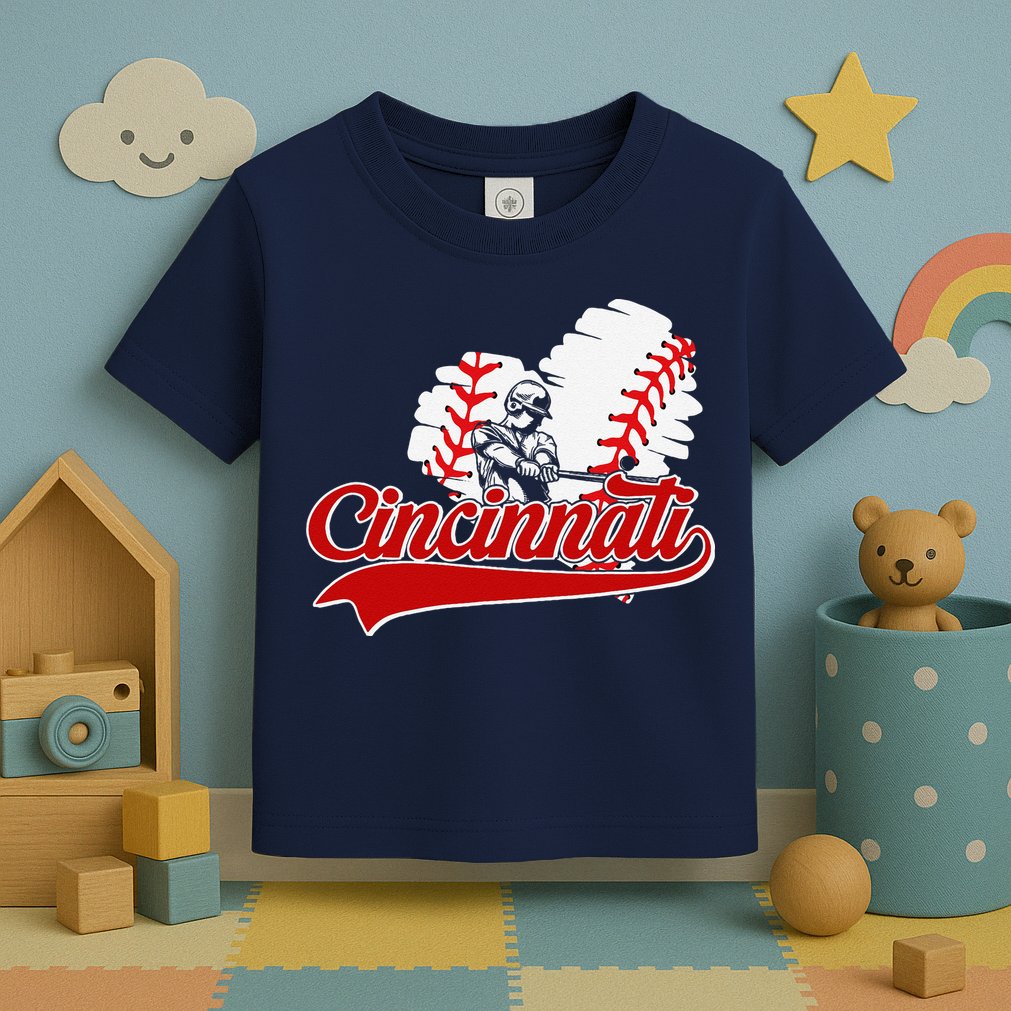 Cincinnati Cities Baseball Heart Baseball Fans Toddler T-Shirt