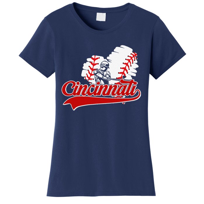 Cincinnati Cities Baseball Heart Baseball Fans Women's T-Shirt