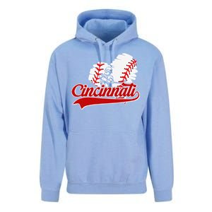 Cincinnati Cities Baseball Heart Baseball Fans Unisex Surf Hoodie