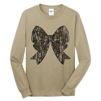 Camo Coquette Bow Duck Hunt Duck Hunting Women Gift Tall Long Sleeve T-Shirt