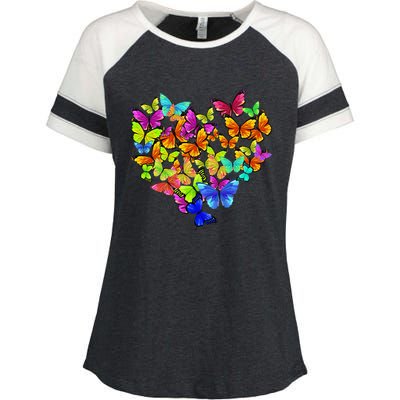 Colorful Cute Butterfly Heart Butterflies Enza Ladies Jersey Colorblock Tee