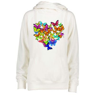 Colorful Cute Butterfly Heart Butterflies Womens Funnel Neck Pullover Hood