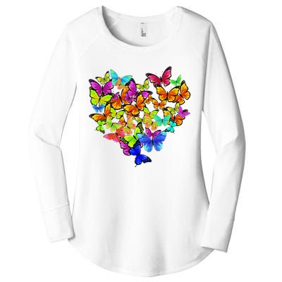 Colorful Cute Butterfly Heart Butterflies Women's Perfect Tri Tunic Long Sleeve Shirt